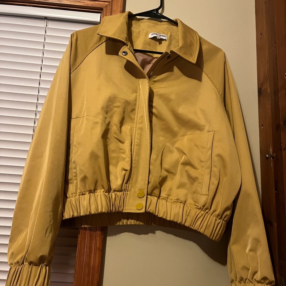 Opening Ceremony Gold Bomber Jacket Lightweight Cropped